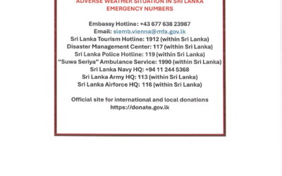 Adverse Weather Situation in Sri Lanka – Emergency Numbers