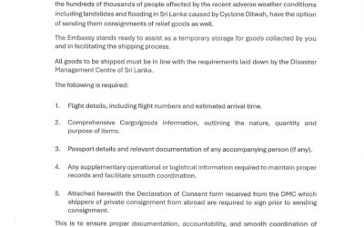 Consignment Submission Requirements for Relief Goods