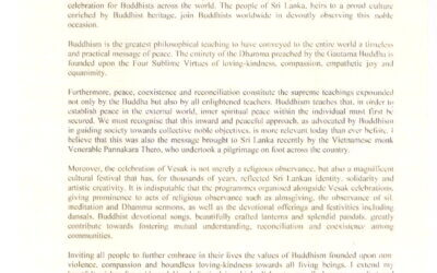 Vesak Message English from His Excellency The President
