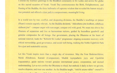 Vesak Message in English from the Hon. Minister of Foreign Affairs, Foreign Employment and Tourism
