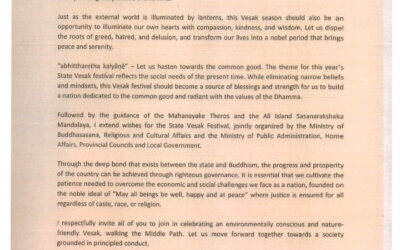 Vesak Message English from the Hon. Prime Minister